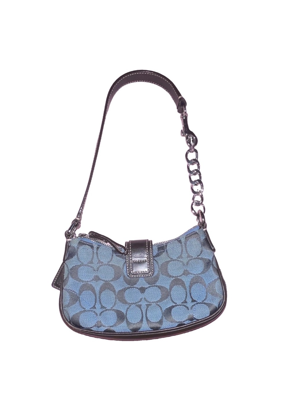 Coach blue signature canvas brown leather Demi soho shoulder bag - Picture 2 of 7